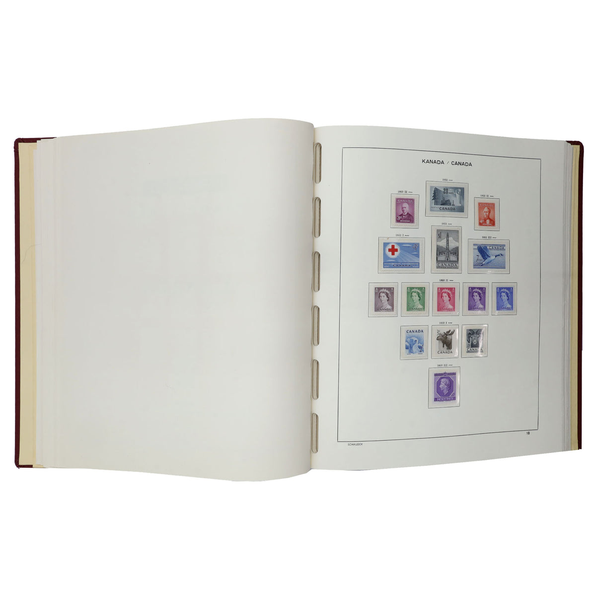 Lot of 574 Canadian Stamps in Deluxe Red Album (sold as-is)