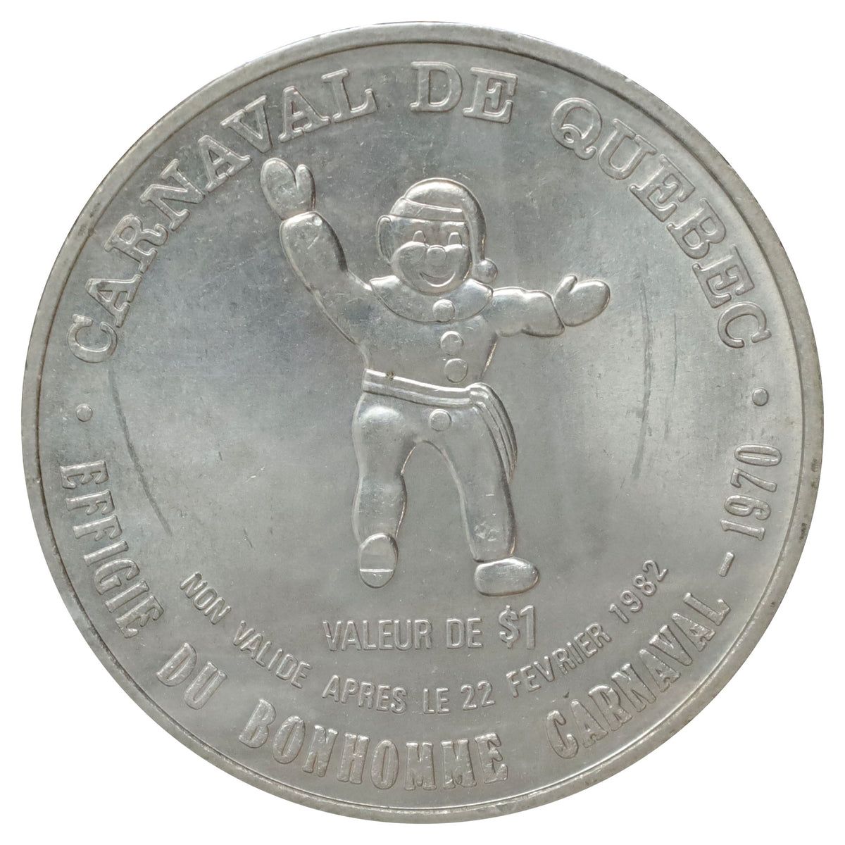 1982 Canada Carnaval de Quebec 1970 Bonhomme Souvenir Token