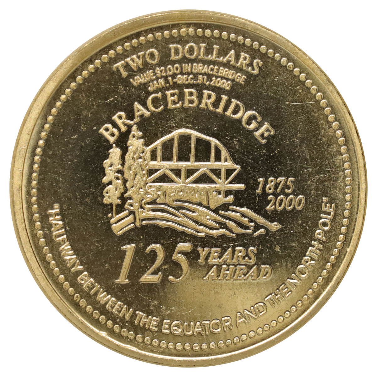 2000 Bracebridge, ON, Santa's Village 45th Anniversary Gold-Plated Token