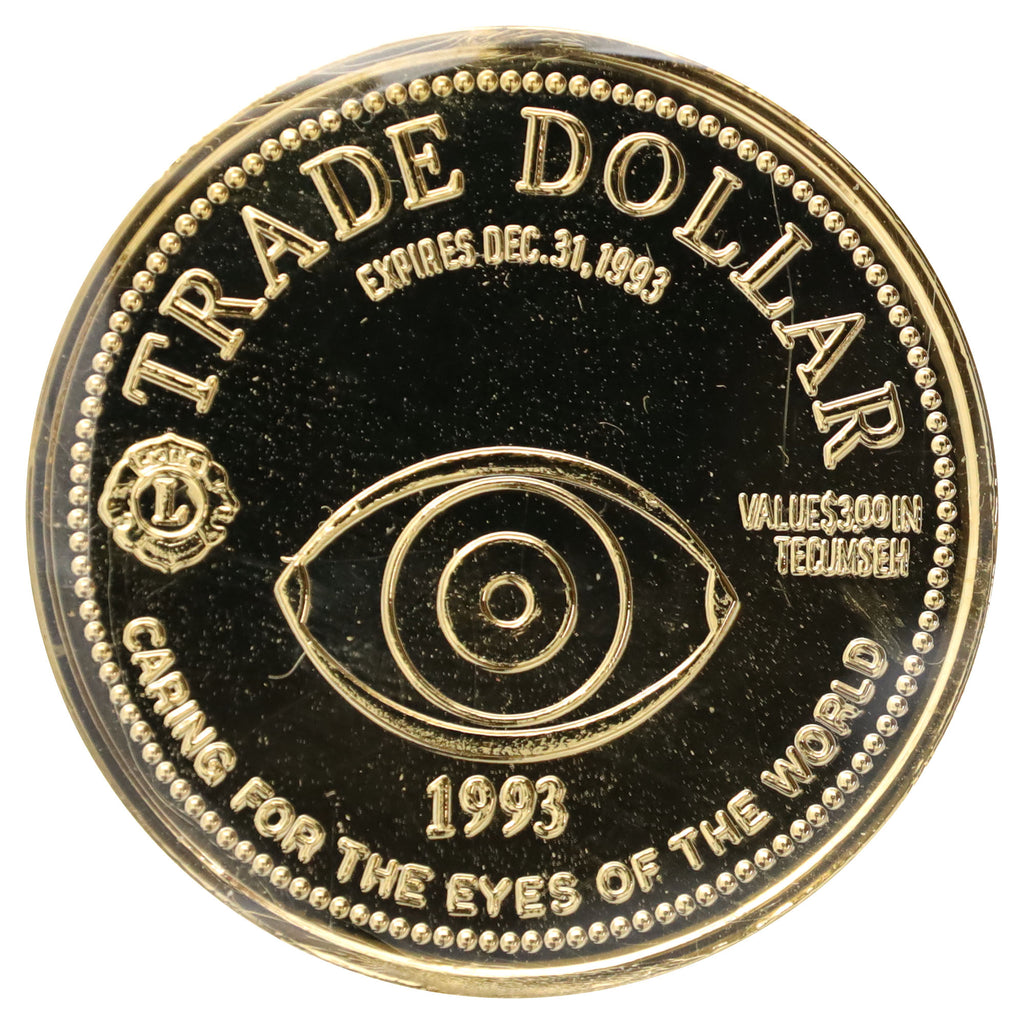 1993 Tecumseh, ON, Lions Club "Caring for the Eyes of the World" Gold-Plated Trade Dollar