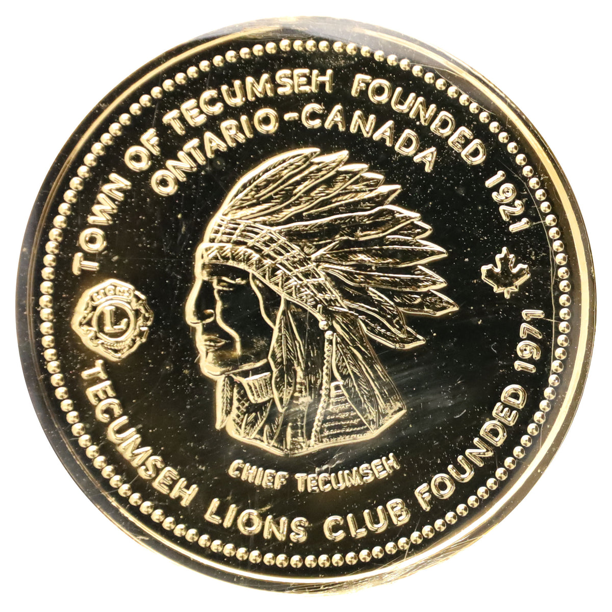 1993 Tecumseh, ON, Lions Club "Caring for the Eyes of the World" Gold-Plated Trade Dollar