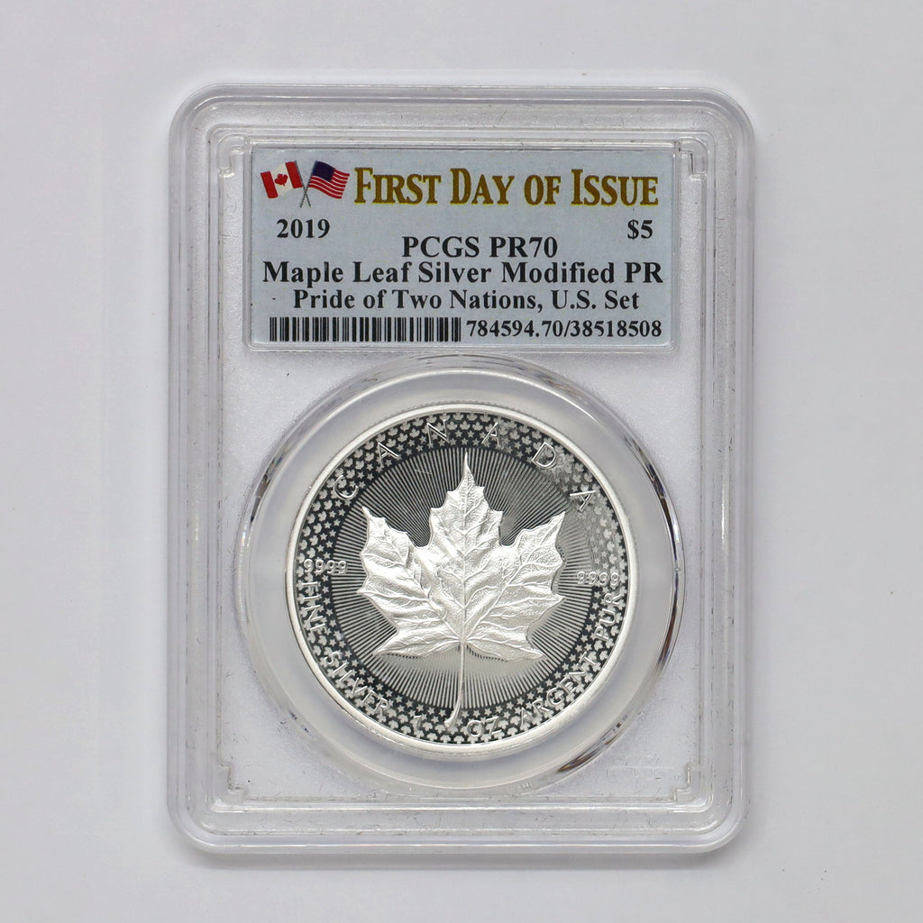 2019 Canada $5 Pride of Two Nations Maple Leaf PCGS Certified PR70 (No Tax) First Day
