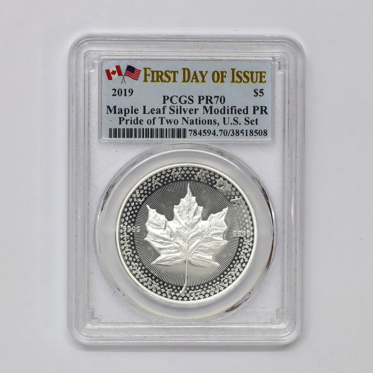 2019 Canada $5 Pride of Two Nations Maple Leaf PCGS Certified PR70 (No Tax) First Day