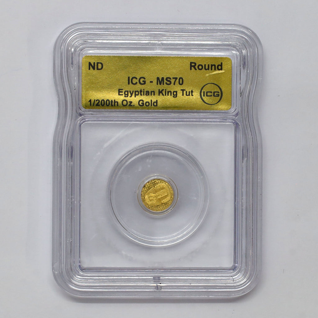 Egyptian King Tut 1/200 oz. .9999 Fine Gold ICG Certified MS70 (No Tax)