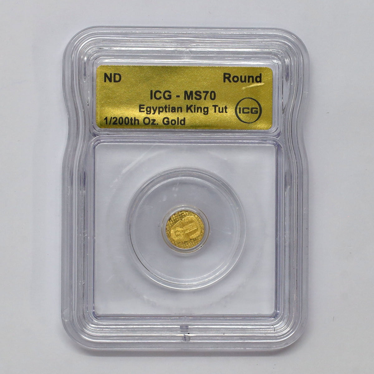 Egyptian King Tut 1/200 oz. .9999 Fine Gold ICG Certified MS70 (No Tax)