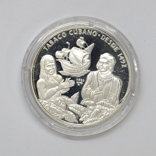 Cuba 2005 10 Peso Cuban Tobacco .999 Silver Coin in Case (No Tax) light wear