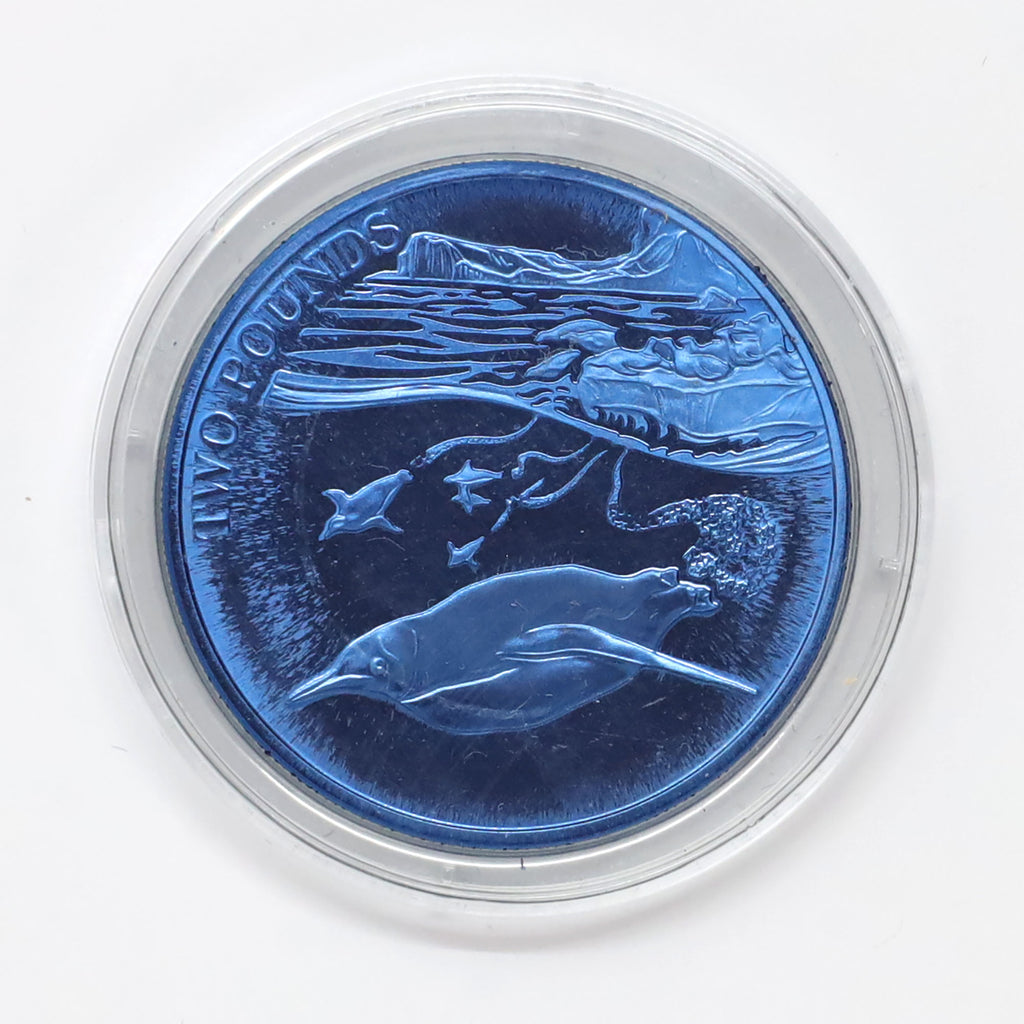 British Antarctic Territory 2016 2 GBP Coloured Emperor Penguin Coin in Case (minor wear)