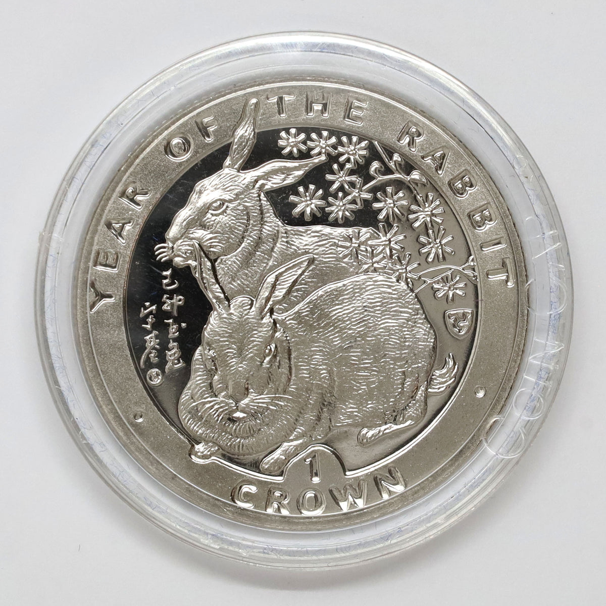 Isle of Man 1999 1 Crown Year of the Rabbit Commemorative Coin in Case (minor wear)