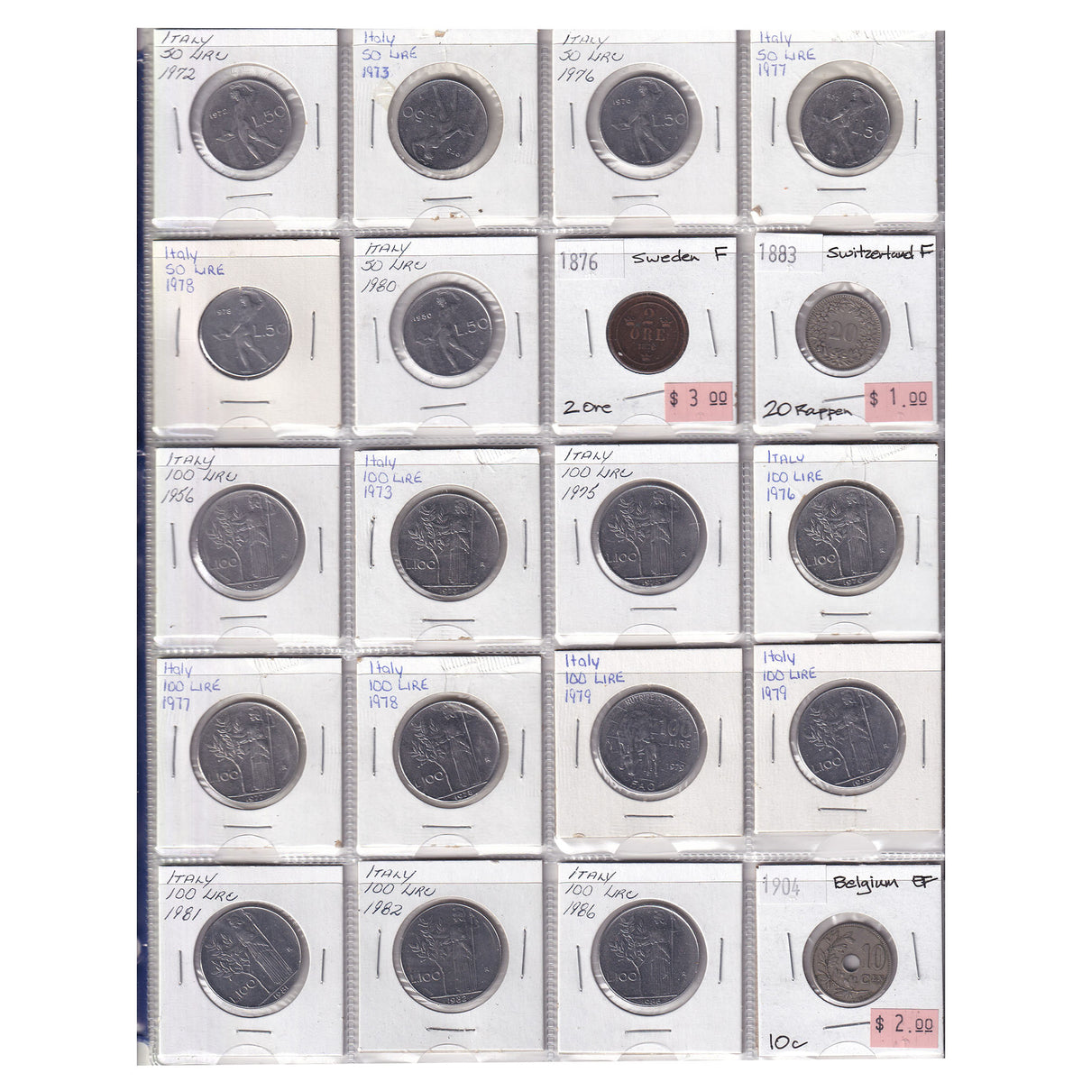 Group Lot of 60x 1863-1998 World Coins, Various Countries & Denominations, 60pcs