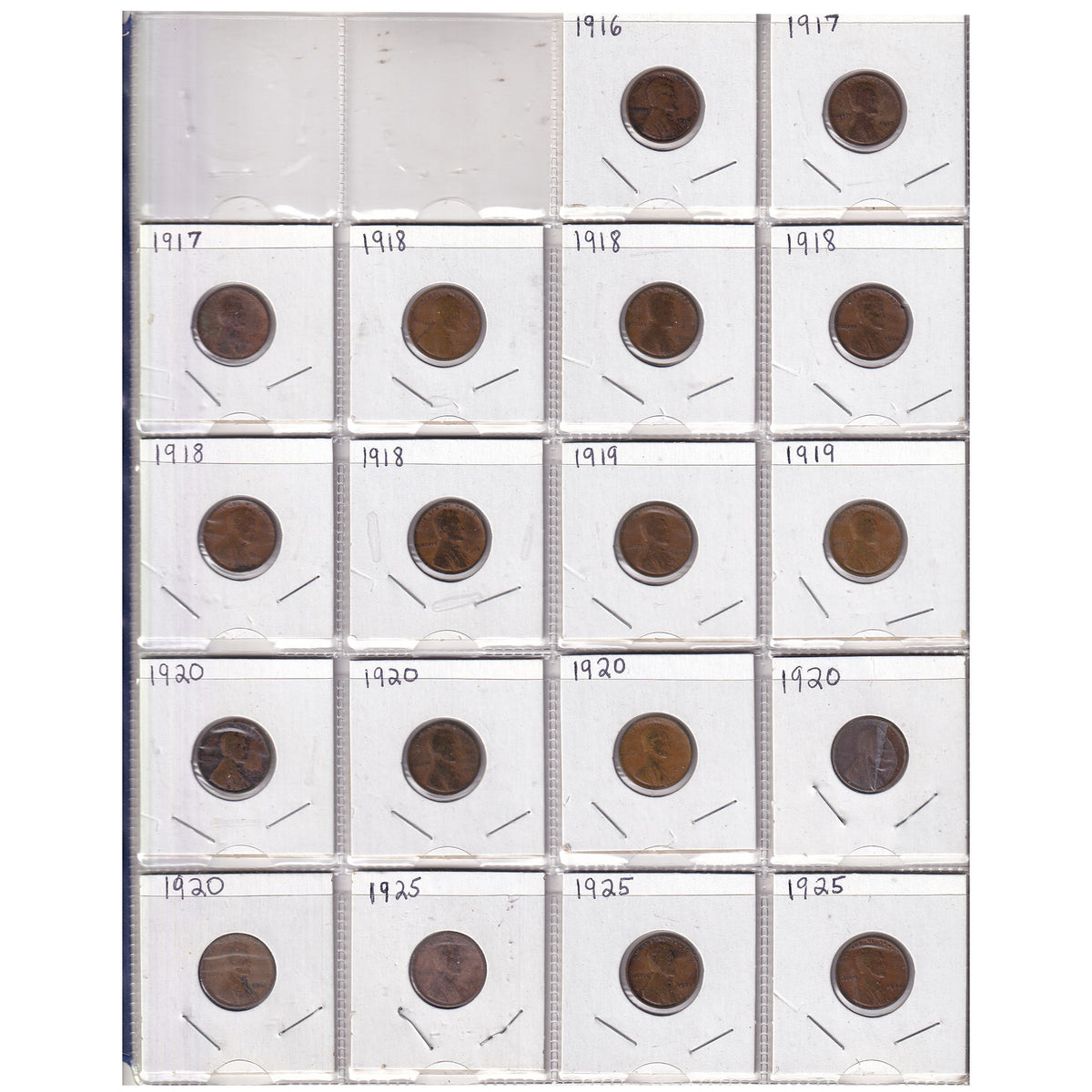 Estate Lot of 122x 1909-1946 USA Pennies, Lots of Duplicates! In Blue Binder