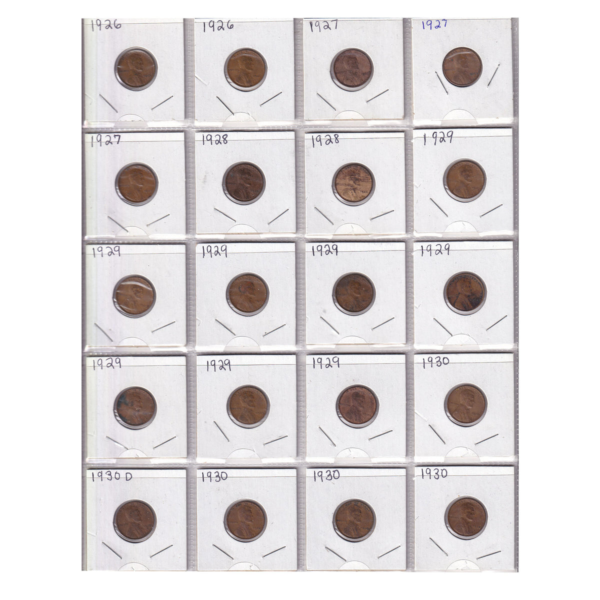 Estate Lot of 122x 1909-1946 USA Pennies, Lots of Duplicates! In Blue Binder