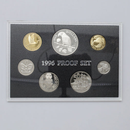 New Zealand 1996 Kaka 7-Coin Proof Set (minor wear)