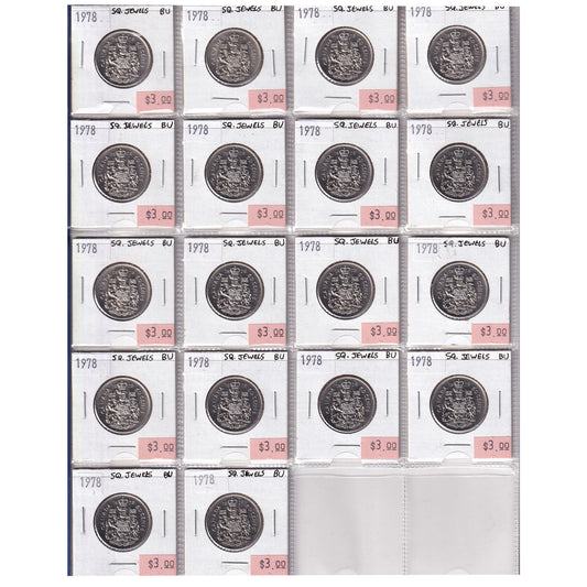 Group Lot of 51x 1978 Square Jewels Canada 50-cents Brilliant Uncirculated (MS63), 51pcs