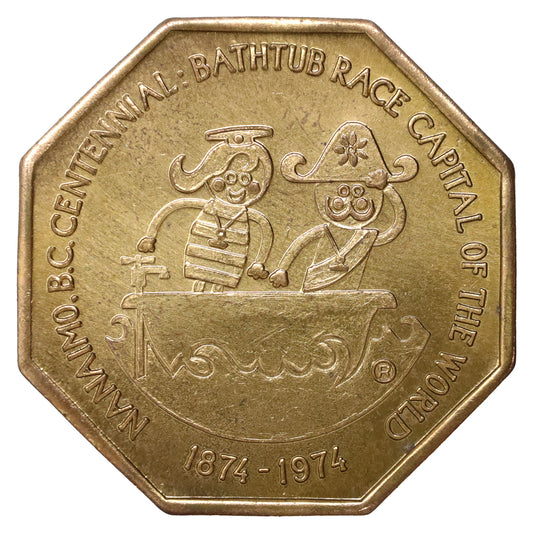 1974 Nanaimo, BC, 8th Annual Bathtub Race Commemorative Brass Dollar Token