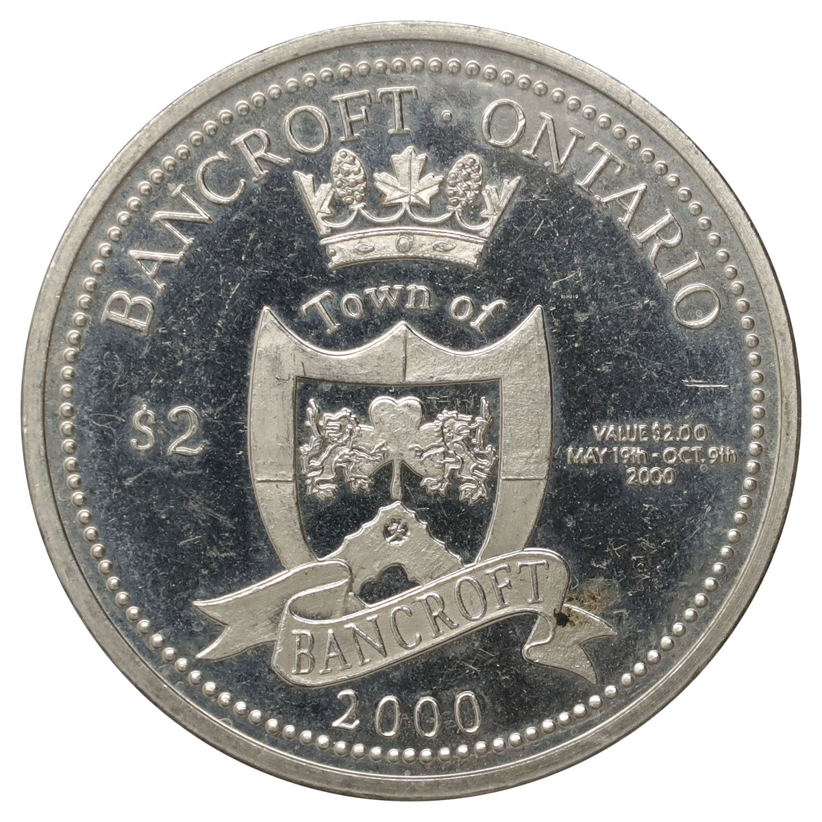 2000 Bancroft, ON, Mineral Capital of Canada $2 Trade Token