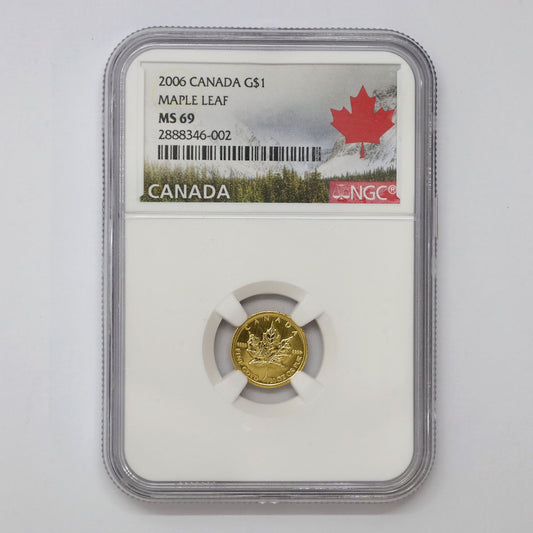 2006 Canada $1 1/20 oz. Gold Maple Leaf NGC Certified MS69 (No Tax)