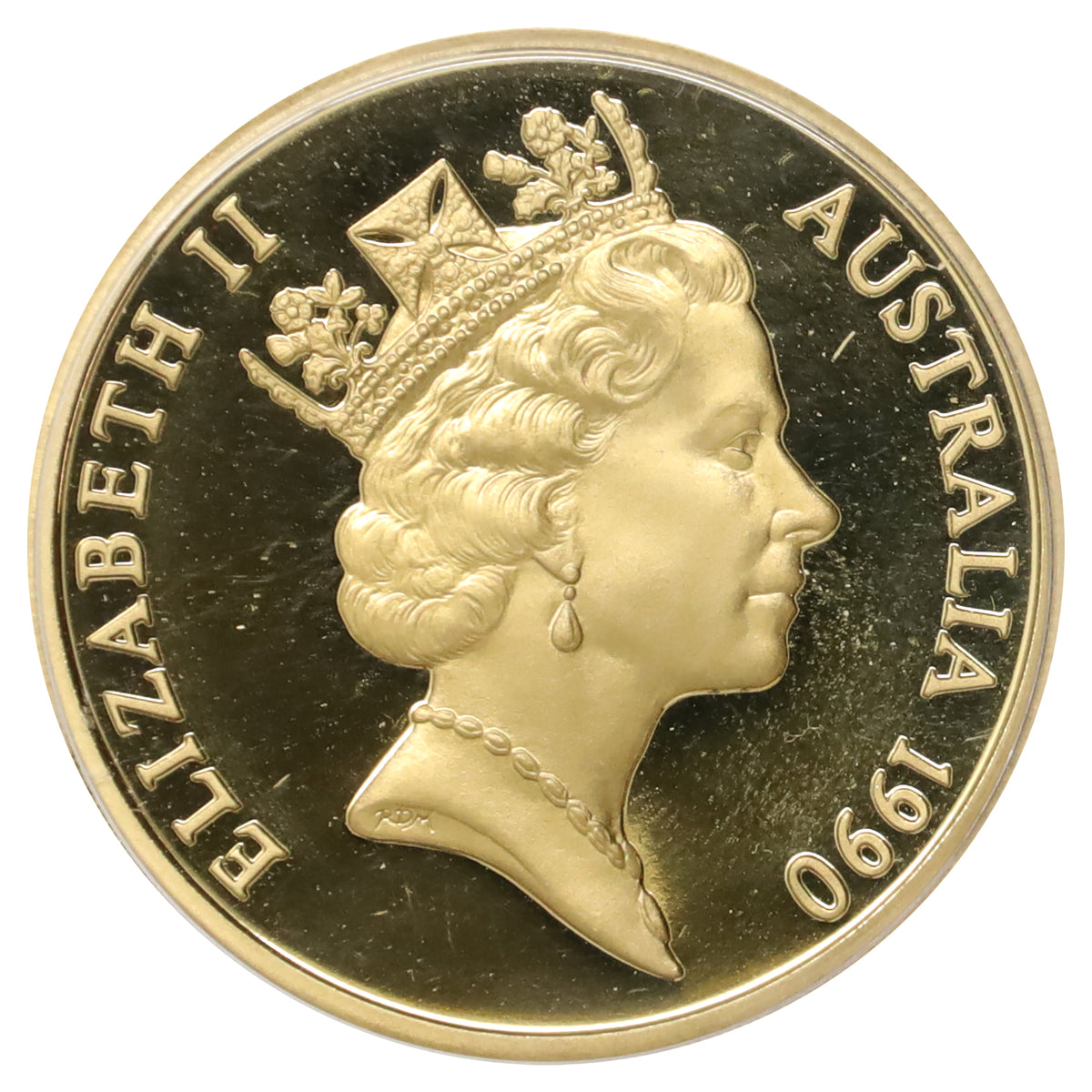 Australia 1990 $5 75th Anniversary of Anzac Commemorative Coin in Case (light wear)