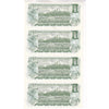 Lot of 4x Uncut 1973 Canada $1 Notes, Crow-Bouey, BFL