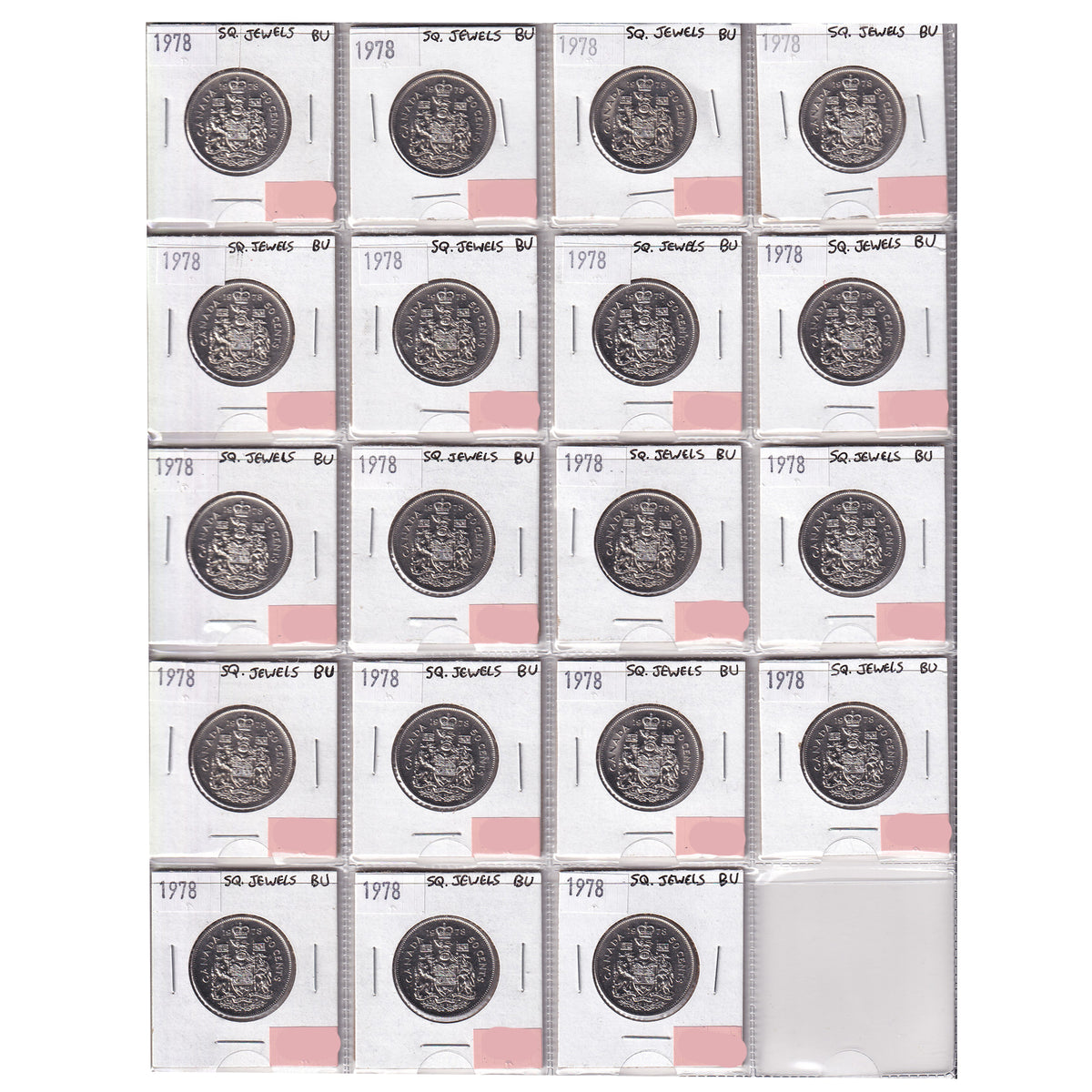 Group Lot of 36x 1976 & 1978 Canada 50-cents, All Brilliant Uncirculated, 36pcs
