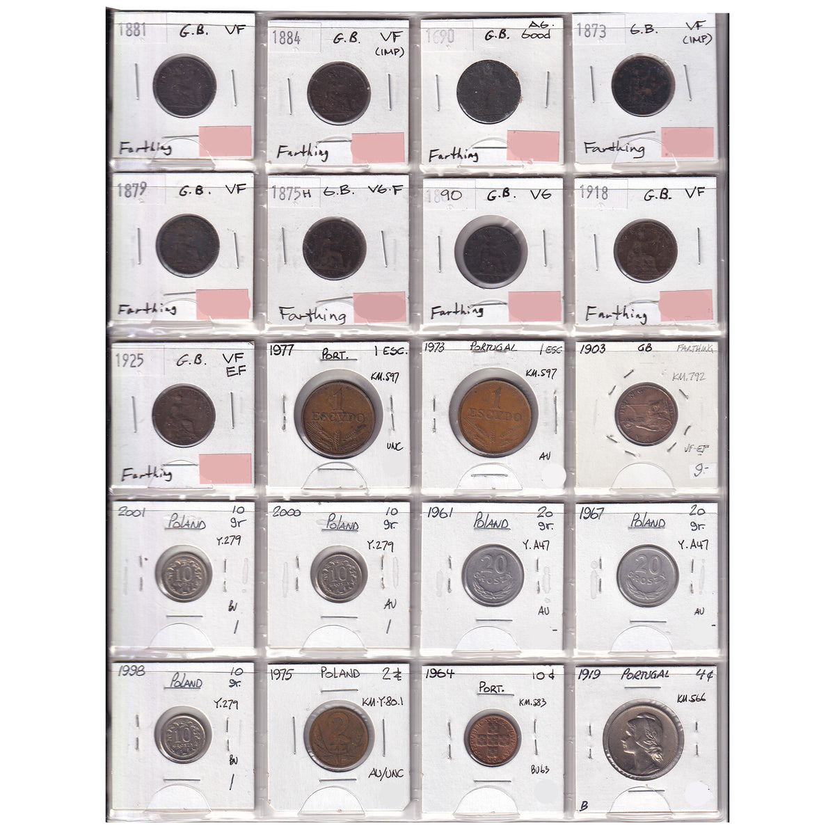 Group Lot of 60x 1674-2001 World Coins, Various Countries & Denominations, 60pcs