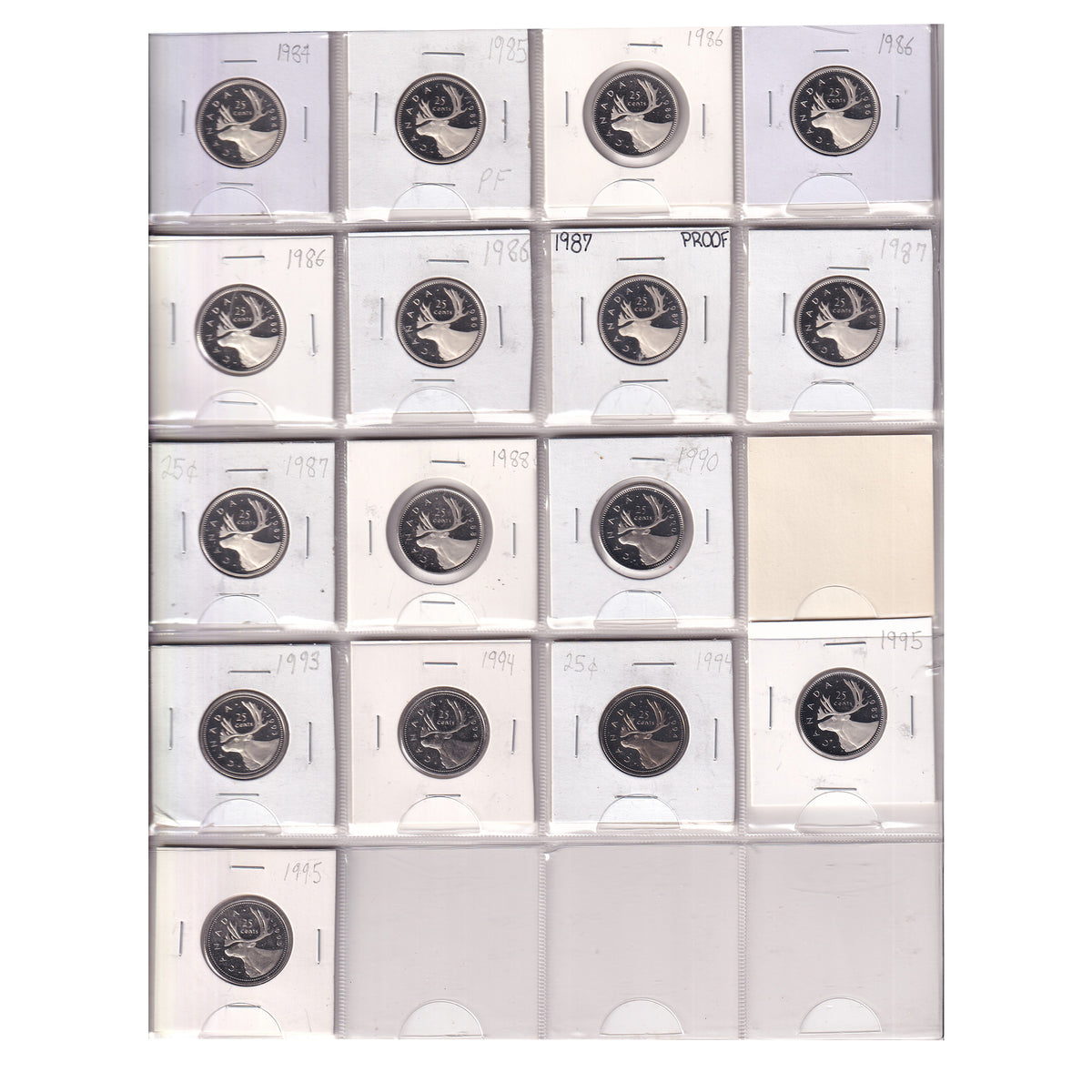 Group Lot of 68x 1980-2024 Canada 10-cents & 25-cents, Includes Proof & Specimen, 68pcs