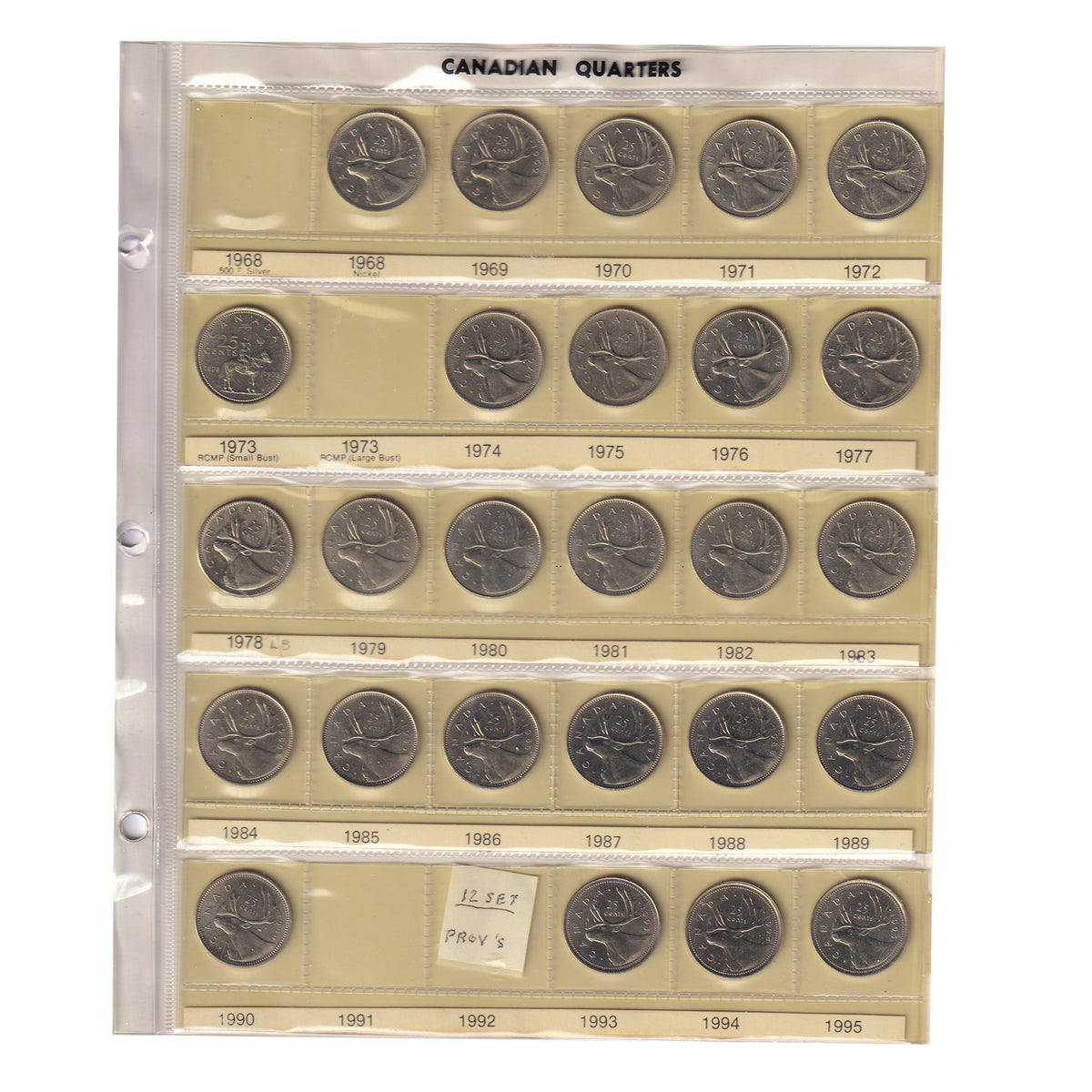Estate Lot of 32x 1968-2006 Canada 25-cents in Brown Unisafe Album (sold as-is)