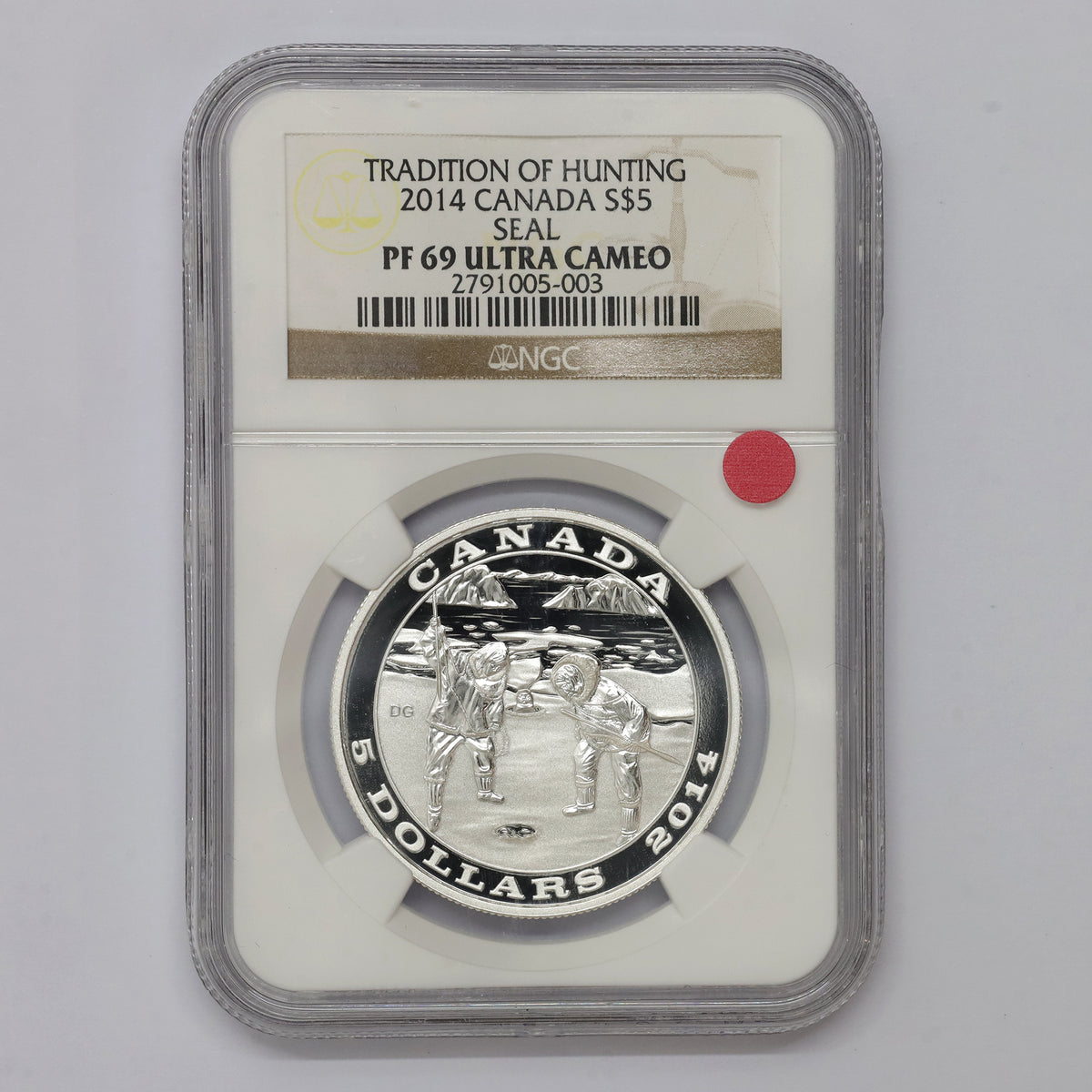 2014 Canada $5 Tradition of Hunting Seal Fine Silver NGC Certified PF69 UHC (No Tax)
