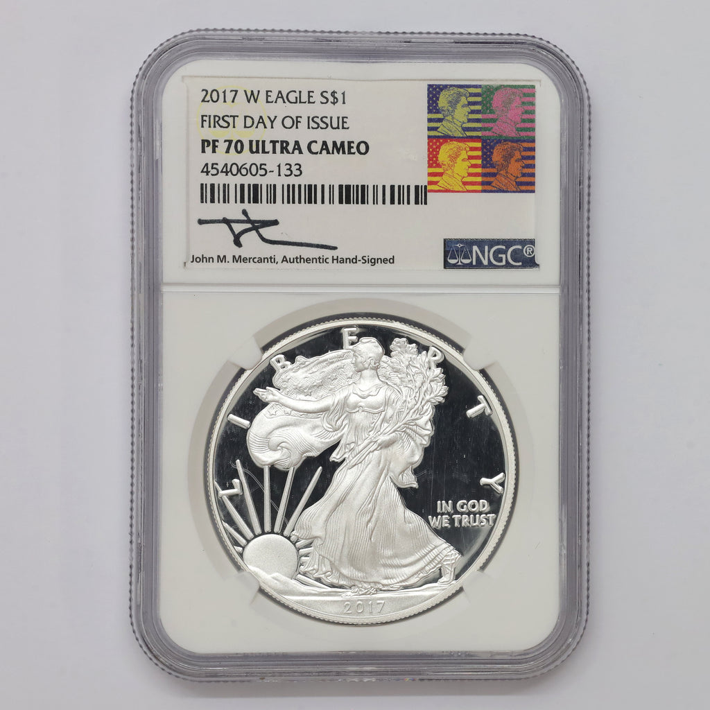 2017 W USA Silver Eagle 1oz. Fine Silver NGC Certified MS70 UHC First Day (No Tax)