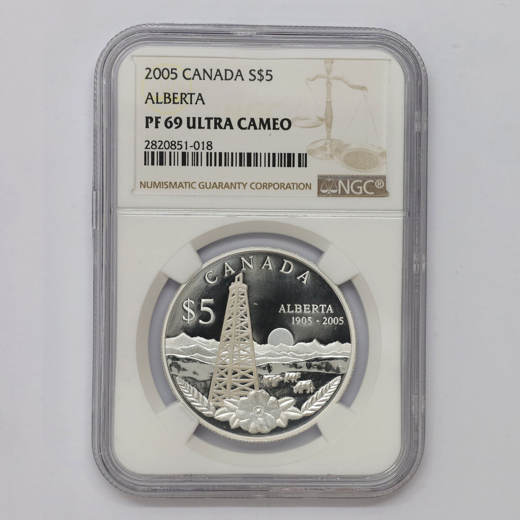 2005 Canada $5 Alberta Centennial Special Edition Fine Silver NGC Certified PF69 UHC (No Tax)