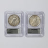 Pair of 1922 USA Silver Peace Dollars ICG Certified Genuine, 2pcs