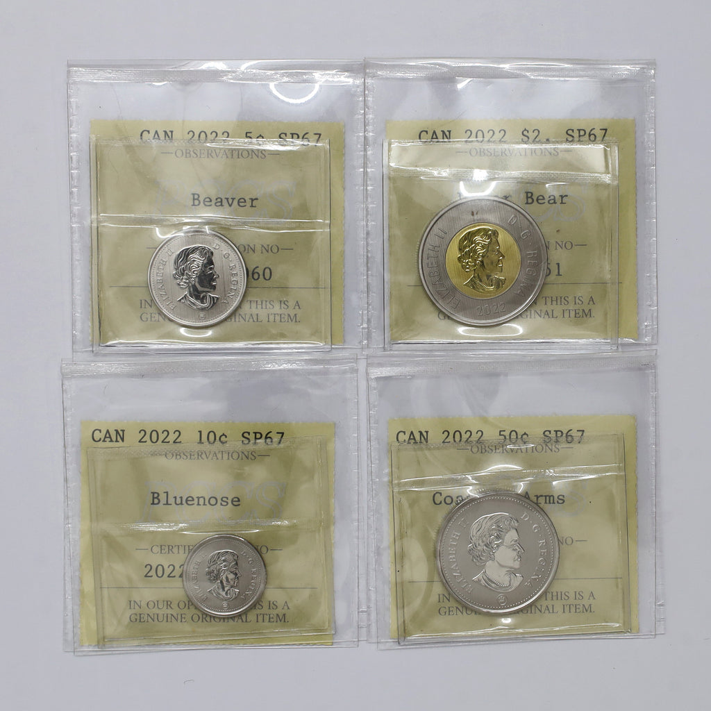 Lot of 4x 2022 Canada Decimal PCCS Certified SP67, 4pcs