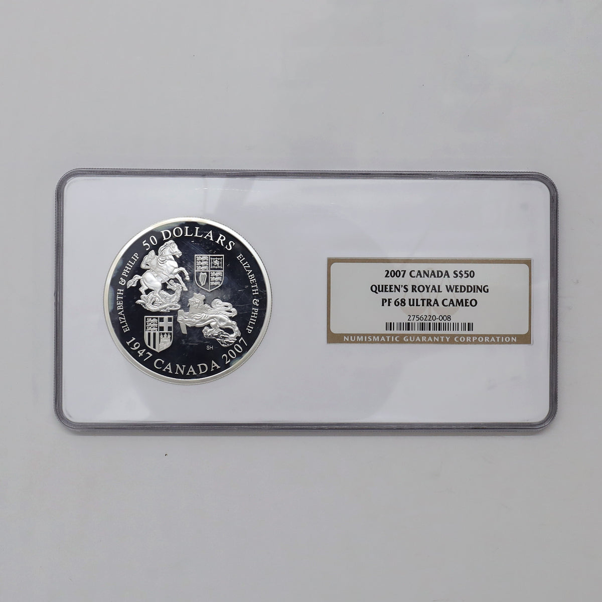 2007 Canada $50 Queen's Royal Wedding 5oz. .9999 Silver Coin NGC Cert. PF68 UHC (No Tax)