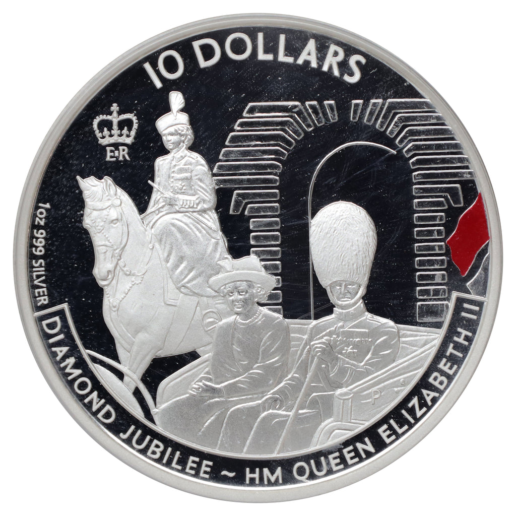 Cook Islands 2011 $10 Diamond Jubilee Trooping the Colour .999 Silver (No Tax) scr.cap