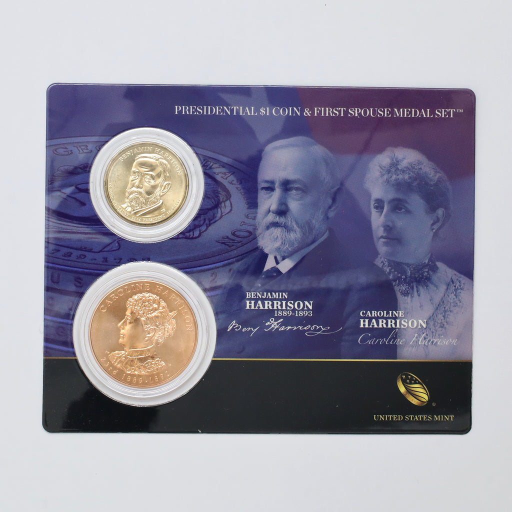 2013 USA Caroline & Benjamin Harrison First Spouse $1 Presidential Coin & Medal Set