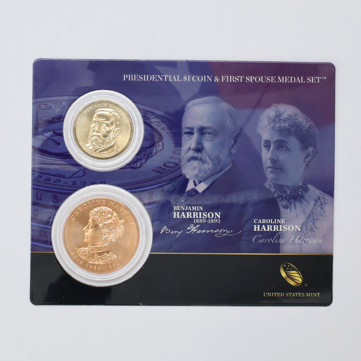 2013 USA Caroline & Benjamin Harrison First Spouse $1 Presidential Coin & Medal Set