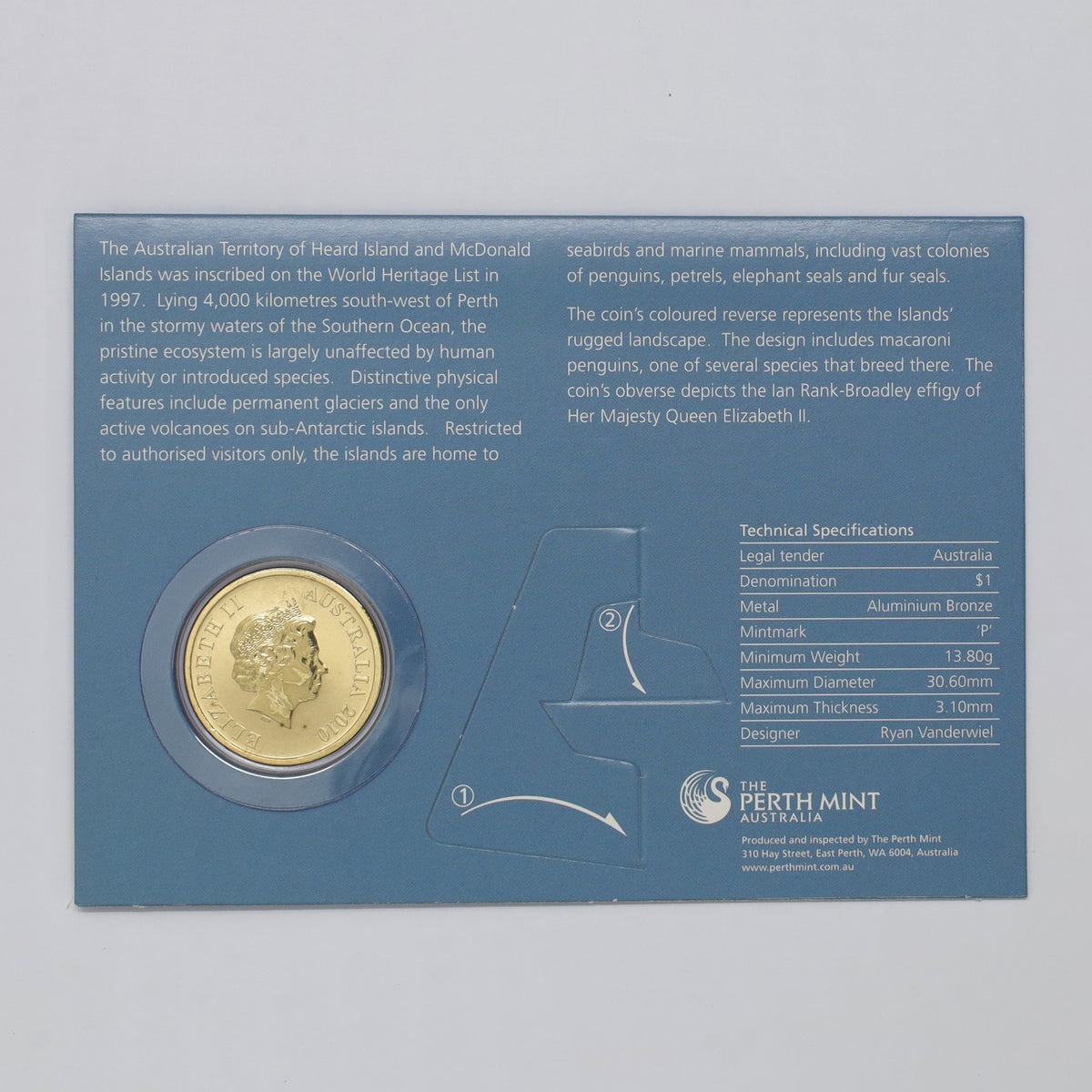 Australia 2010 $1 Celebrate Australia Heard Island & McDonald Islands Coloured Coin