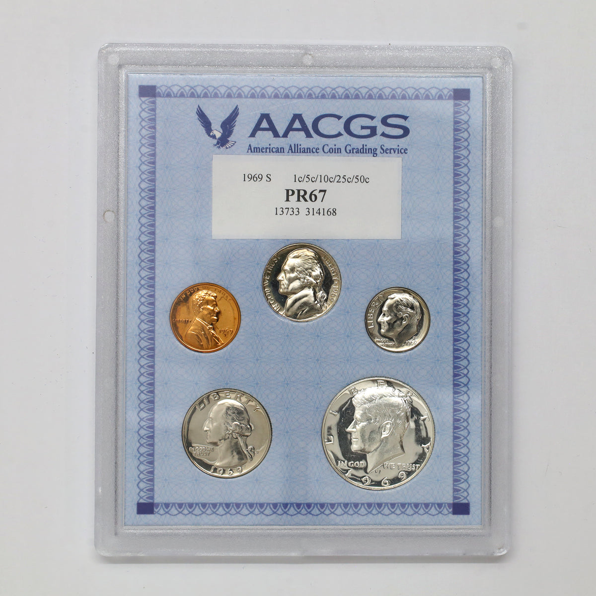 1969 S USA 5-Coin Set AACGS Certified PR67
