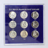 1955-1963 USA Proof Franklin Half Dollars Silver 9-Coin Set (light scuffs)