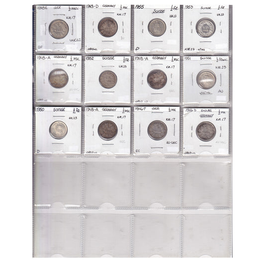 Group Lot of 12x Germany & Switzerland 1916-1955 Silver Coins, 12pcs