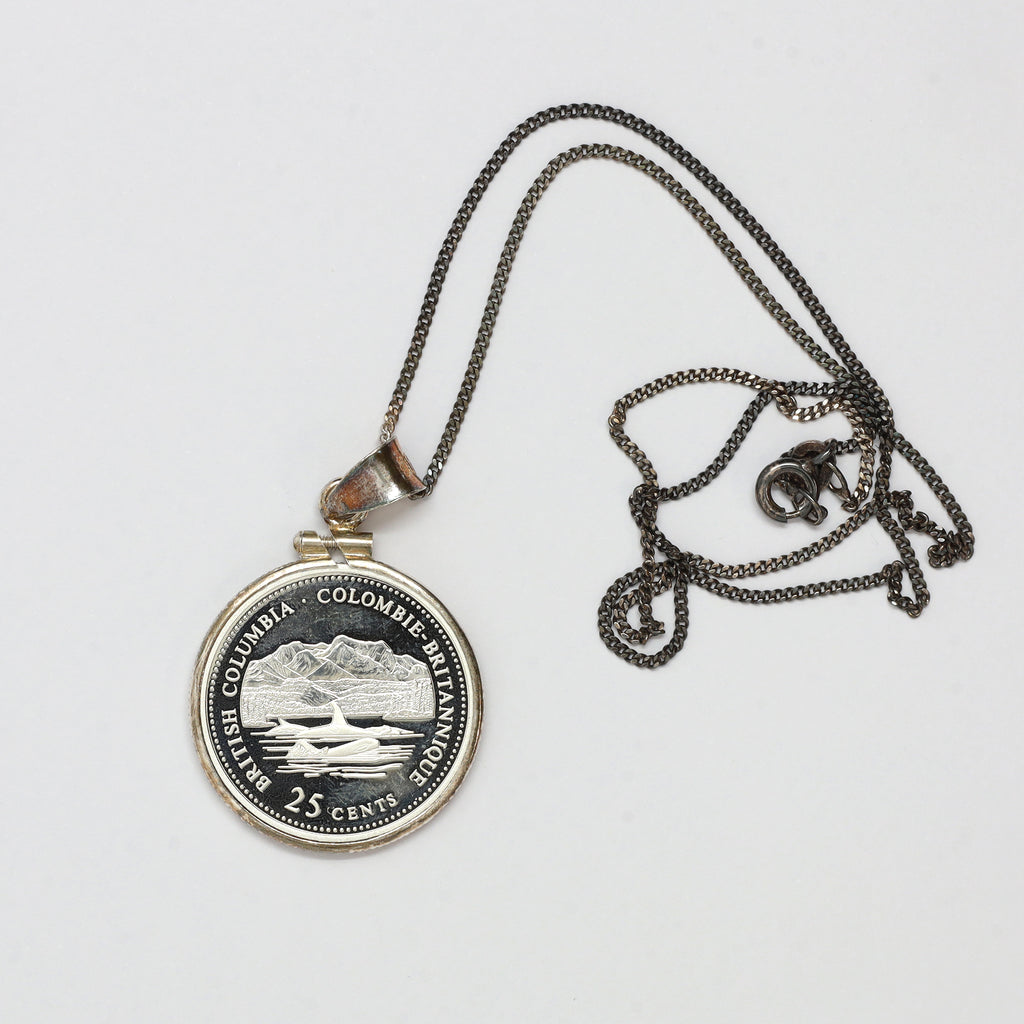 1992 British Columbia Canada 25-cents Sterling Silver Proof Necklace (light wear)
