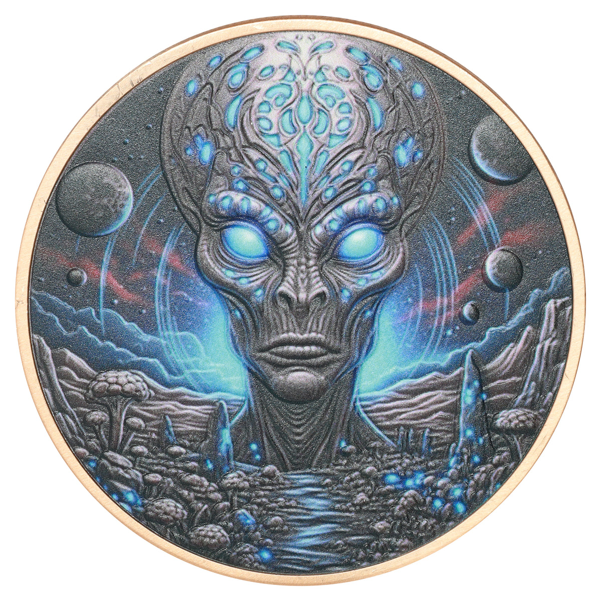 Liberia 2026 $1 5oz. AVDP Coloured Alien .999 Copper Round