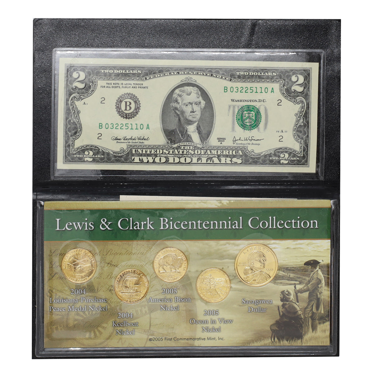 2004 USA Lewis & Clark Bicentennial Collection $2 Note & 5-Coin Novelty Set