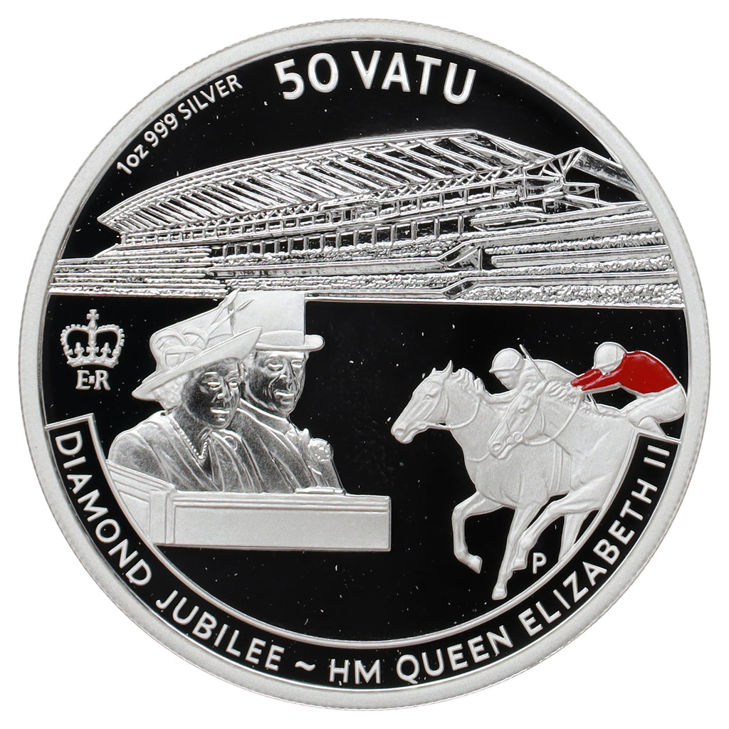 Vanuatu 2011 Diamond Jubilee Royal Ascot Race 5-Vatu .999 Silver Coin (No Tax) scr.cap
