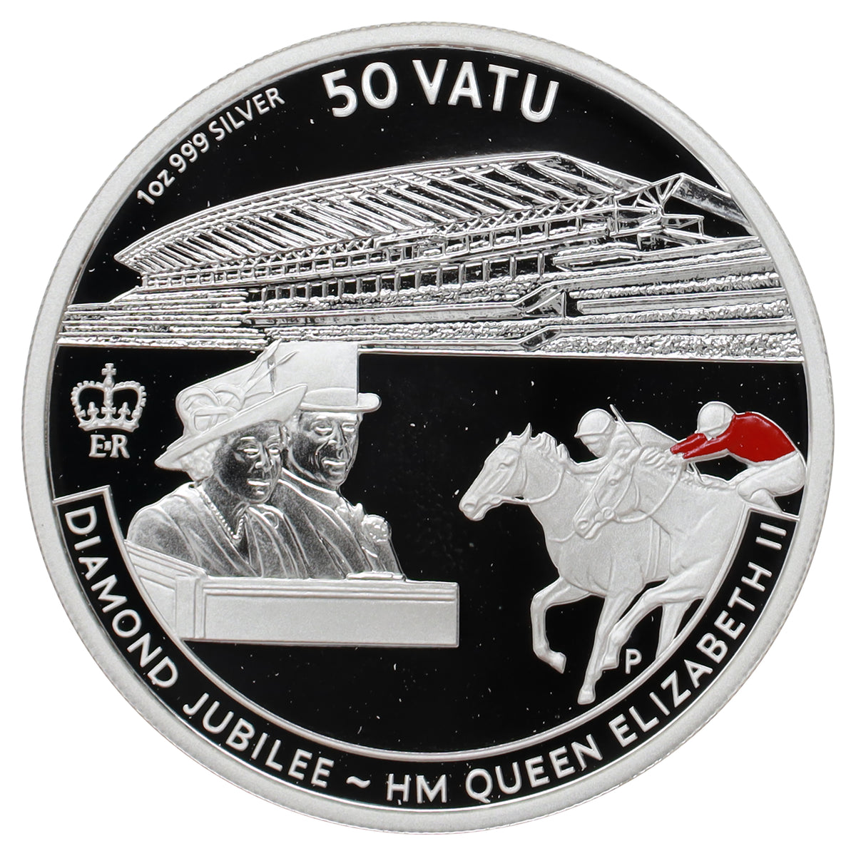 Vanuatu 2011 Diamond Jubilee Royal Ascot Race 5-Vatu .999 Silver Coin (No Tax) scr.cap