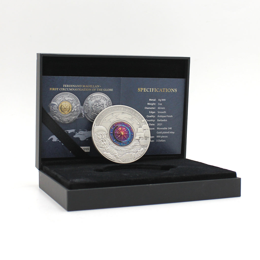 2021 Barbados $5 Ferdinand Magellan 500th Anniversary 3oz. .999 Silver Coin (No Tax)