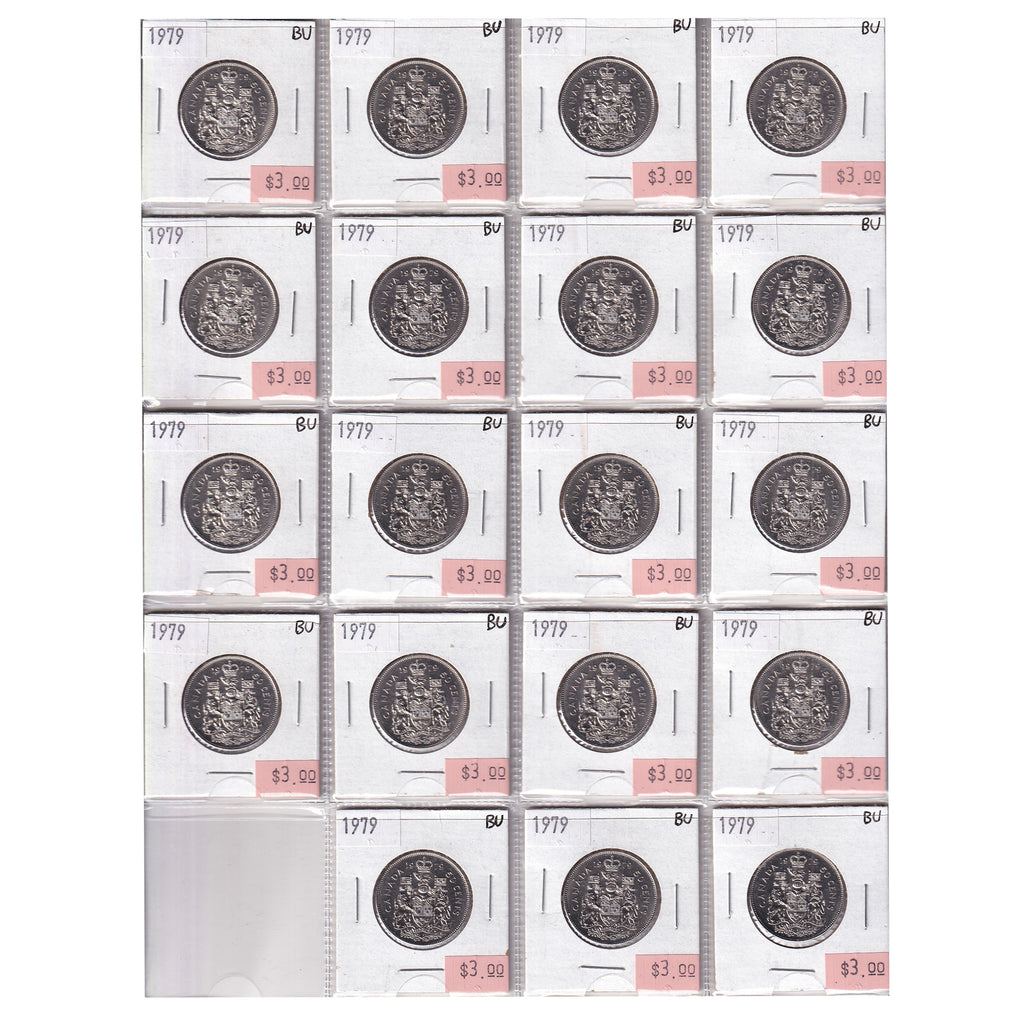 Group Lot of 19x 1979 Canada 50-cents, All Brilliant Uncirculated, 19pcs