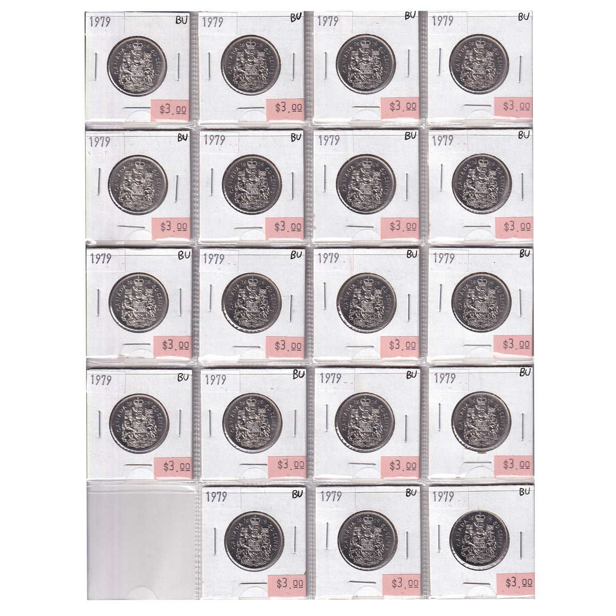Group Lot of 19x 1979 Canada 50-cents, All Brilliant Uncirculated, 19pcs