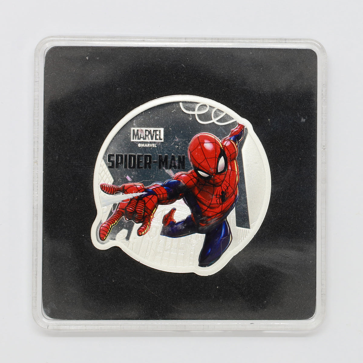 MMTC Pamp Marvel Spider-Man 1oz. .9999 Fine Silver Shaped Medallion (No Tax) light wear