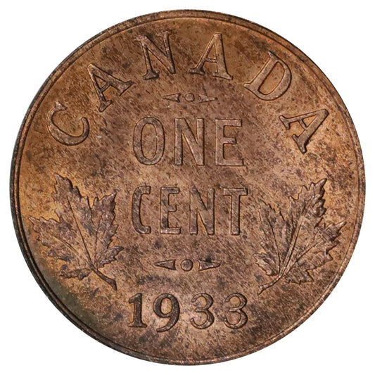 1933 Canada 1-cent Choice Brilliant Uncirculated (MS64) Red & Brown