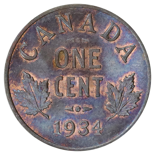 1934 Canada 1-cent Brilliant Uncirculated (MS63) Lustrous Brown